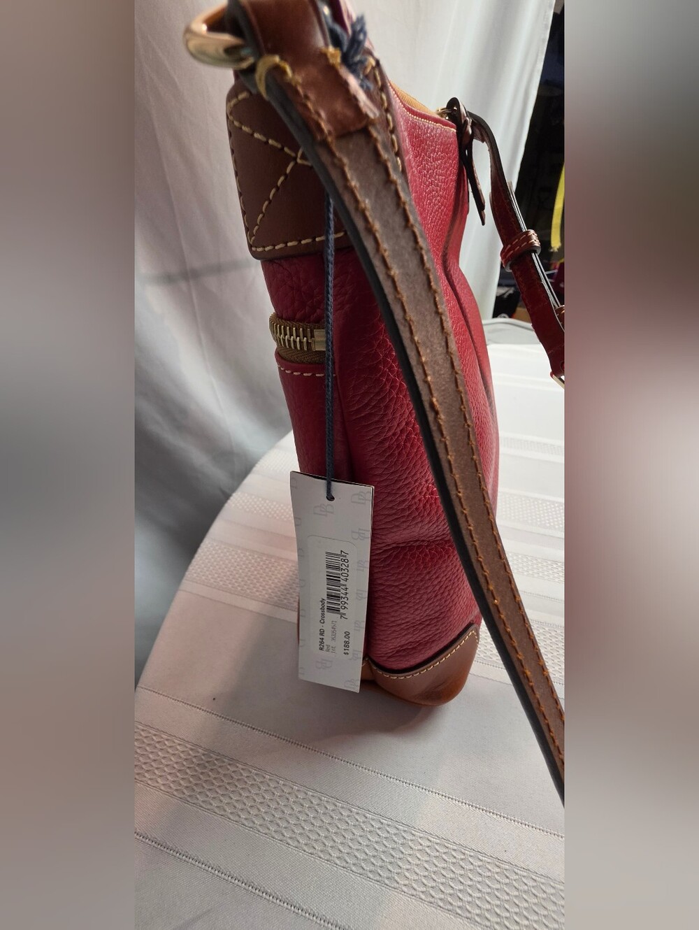Dooney & Bourke Red Pebble Leather Crossbody Bag - Picture 3 of 8